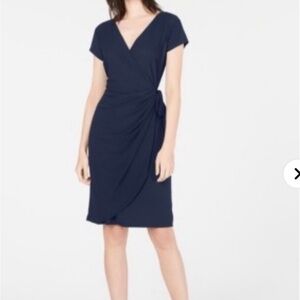 INC International Concepts Navy XL Faux Wrap lightweight Dress